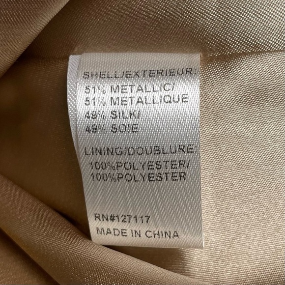 Mark & James by Badgley Mischka Gold Metallic Silk Tiered Cocktail Dress Size 4 - Picture 7 of 15